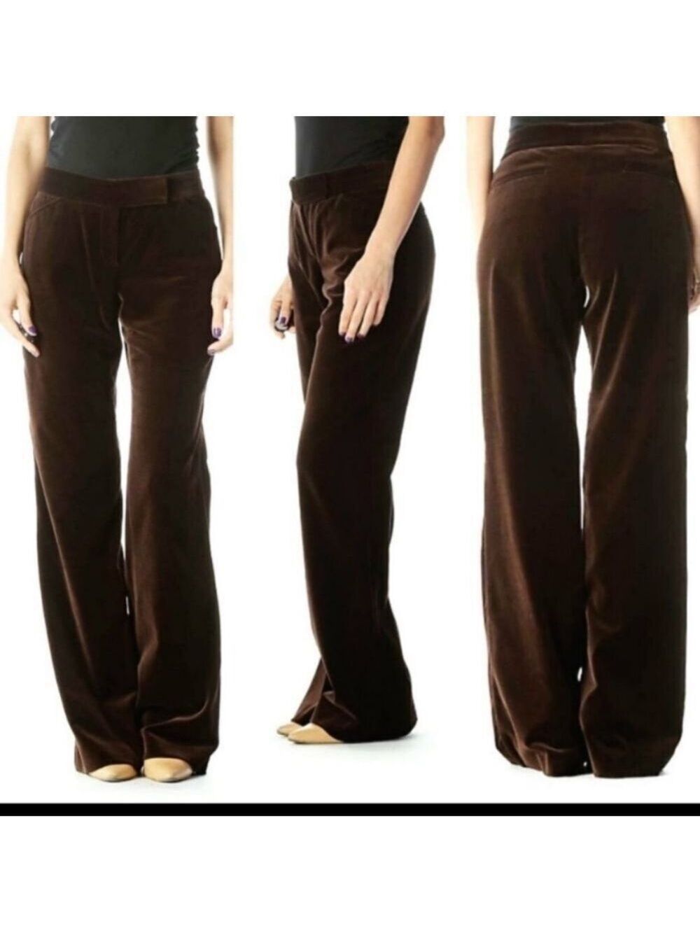 THEORY Chocolate Brown velvet Tara pants Sz 4